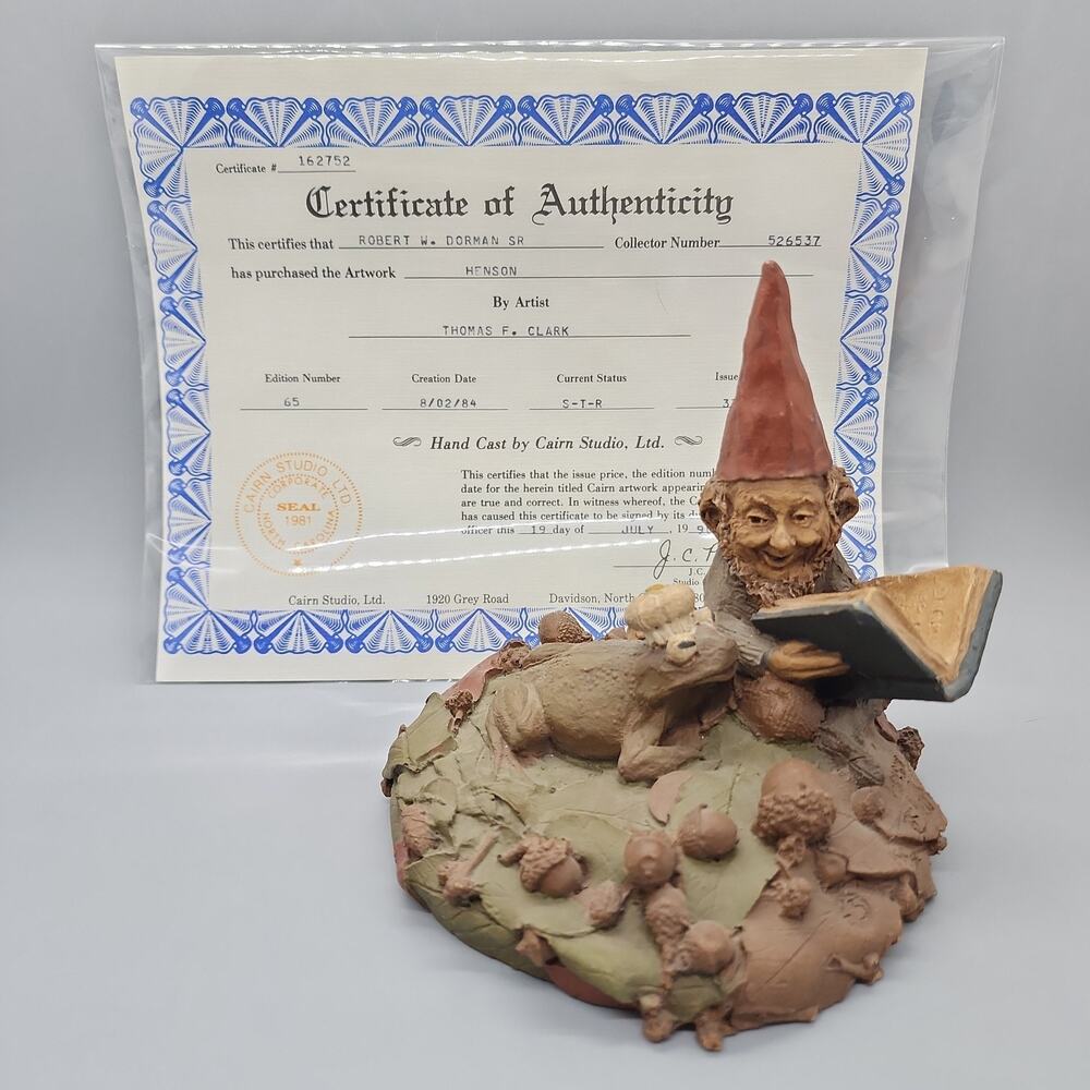 1989 Tom Clark Gnome HENSON Figurine with COA Frog Jim 5in Prince Kermit